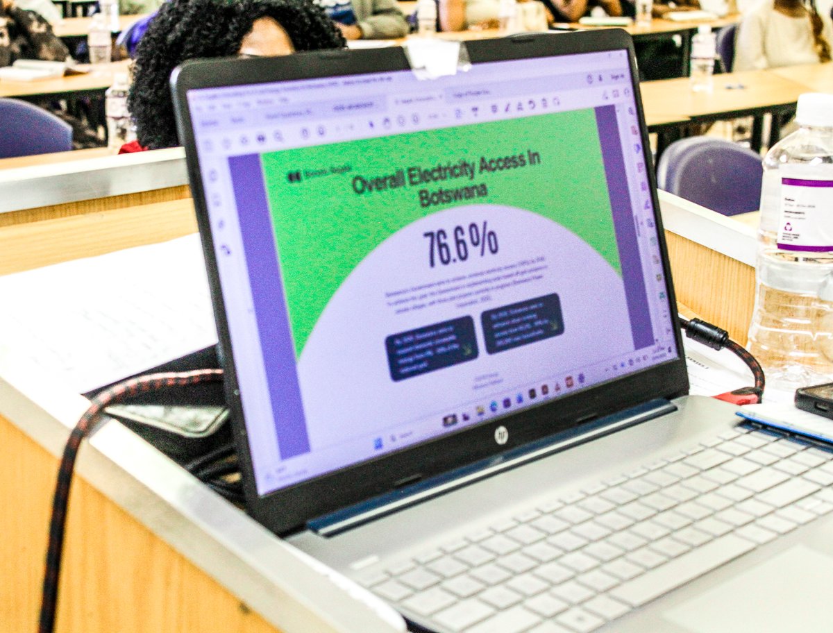 feers_system's tweet photo. Just Energy Transition Presentation 📌

"A just energy transition must leave no one behind"

Ms. Segale challenged students to study Botswana's energy policies, prepare for green economy jobs and develop innovations with measurable impact that serve marginalized communities. https://t.co/fid7pHFuj4