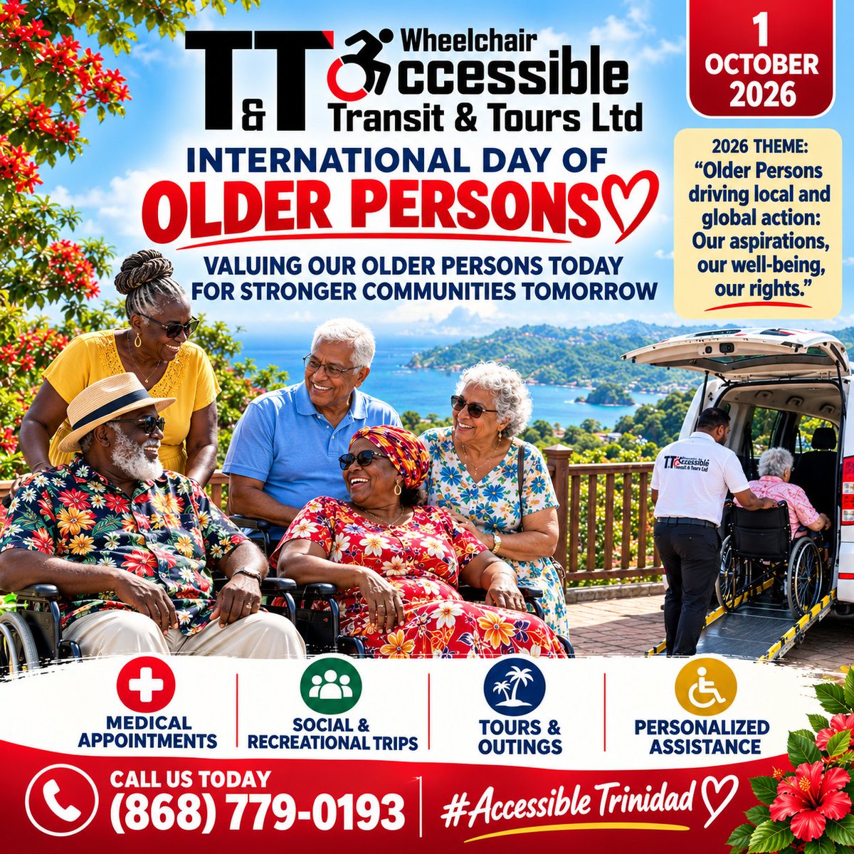TTWheelchair's tweet photo. Today is about celebrating more than age- it’s about celebrating lives lived, lessons shared &amp; memories still being made❤️ 

We proudly celebrate you today on International Day of Older Persons. 

Contact us at (868) 779-0193 🇹🇹
#accessibletrinidad

#trinidad #trinidadandtobago https://t.co/aFluEjGq3Q