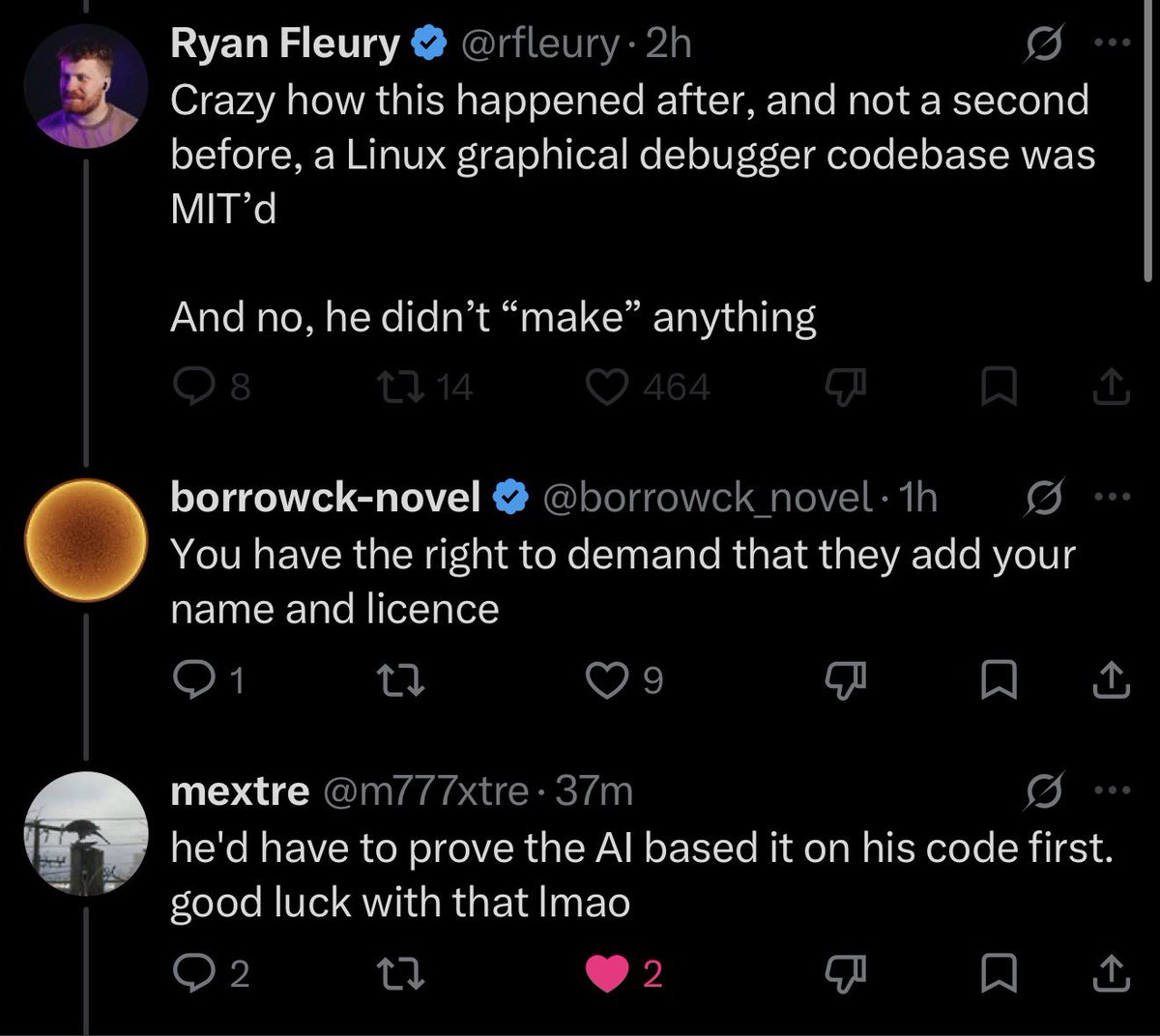 AgileJebrim's tweet photo. Copyright infringement from AI is such a terrible thing. Do NOT open source your codebases people. Maintain your trade secrets and do not release symbols. Protect yourself better than this. https://t.co/y7n9QnIrgu