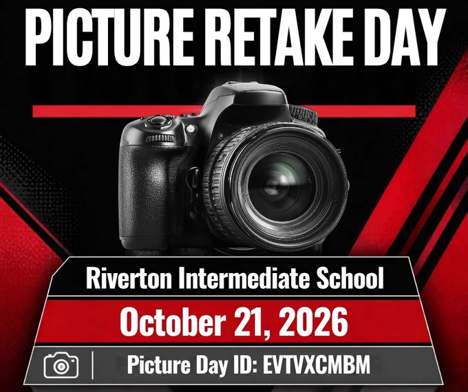 Picture of a camera and the words Picture retake day, RIS, Oct. 21, 2026, ID #EVTVXCMBM