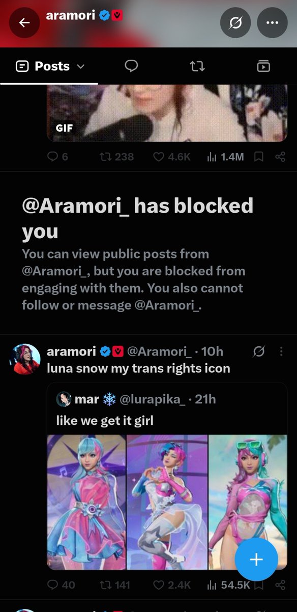 AlchemyMRzfju's tweet photo. Yoo @Aramori_  Blocked me 😂😂

I have NEVER commented on her account, tagged her directly, or even quote retweeted a thing. 

She has every right to, dont get me wrong...

But this is so funny, like it's a badge of honour as I've consumed her content on Rivals before 

It means people are seeing my posts. 

Thanks for noticing my page.

I Give common sense based takes and explain why. I'm 100% open to discourse and talking on every single thing. Debate me and change my mind if you think I'm wrong.

No phobia or irrational fears here

The people that act like she just did create an Ideological echo chamber for themselves with only YES MEN AND WOMEN 😂😂😂 because they think they can't co exist with others who disagree with them nor have they collided with.