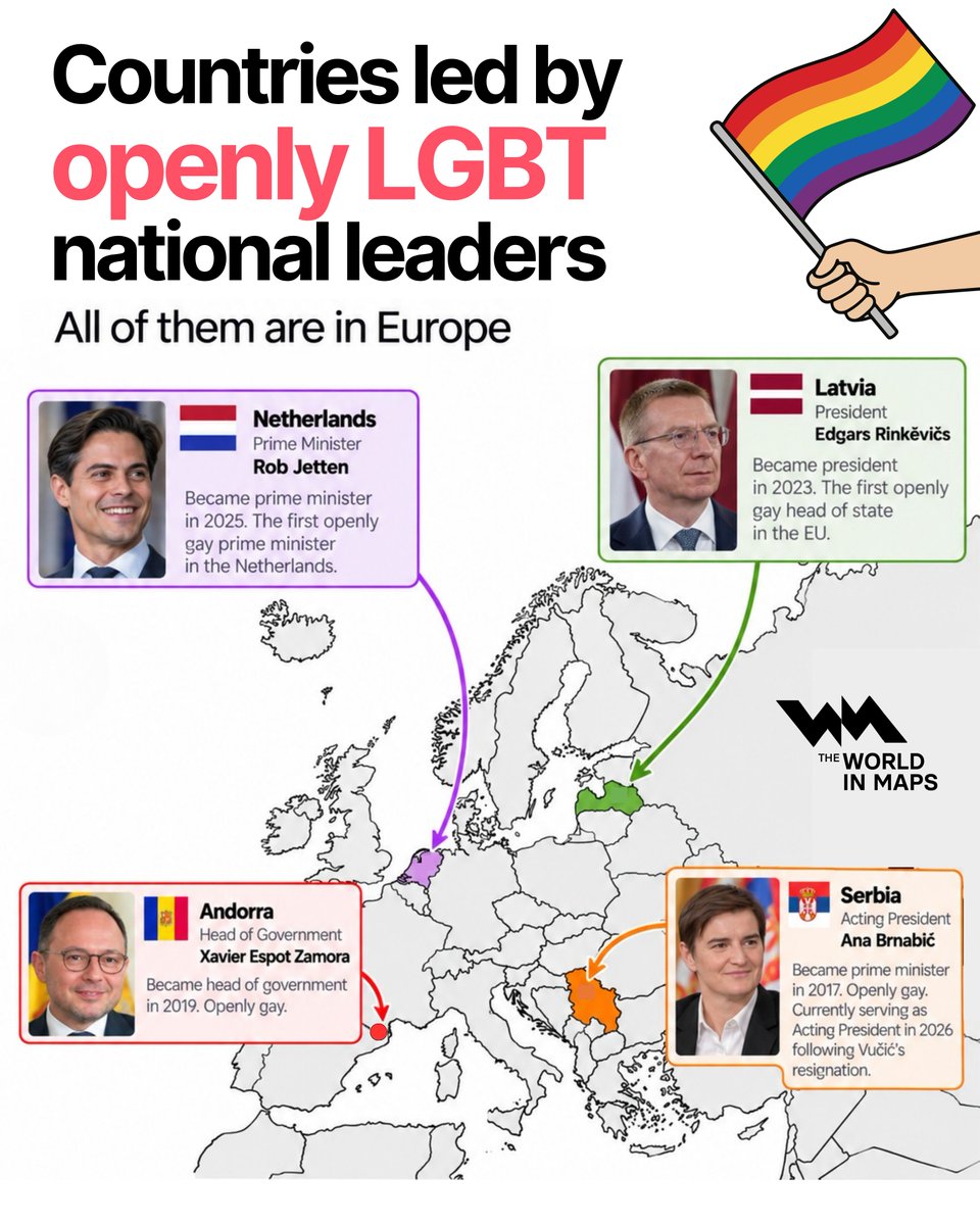 xruiztru's tweet photo. Europe is currently home to all of the world’s openly LGBT heads of state and government 🏳️‍🌈 https://t.co/O94ZWGCukV