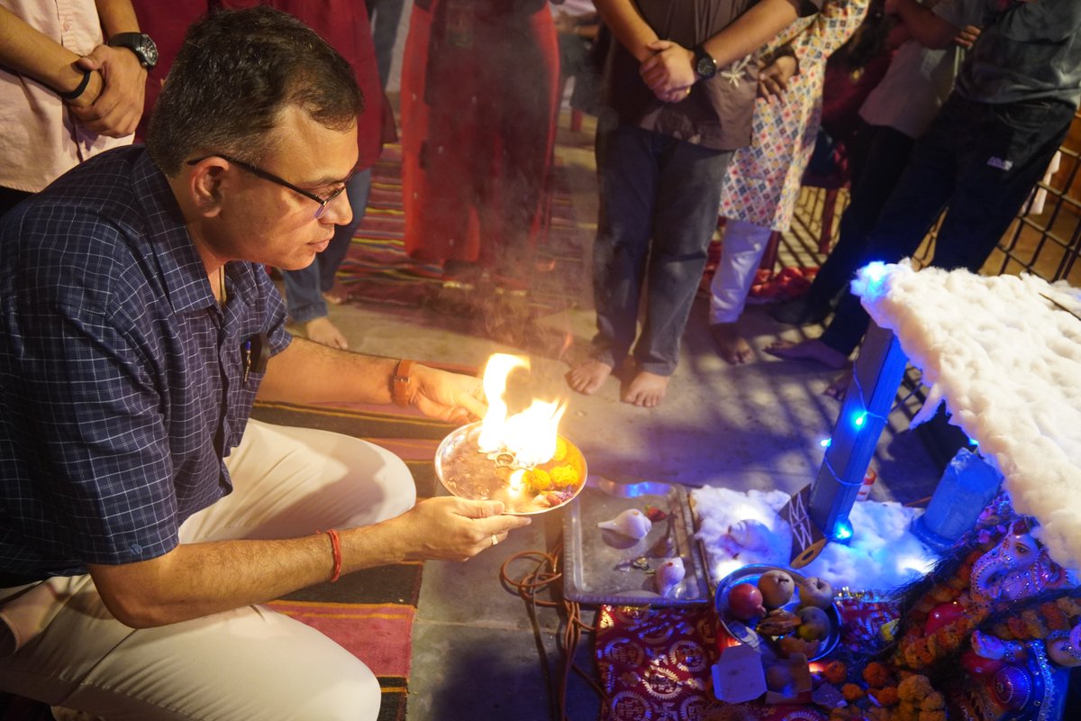 Suman_iitkgp's tweet photo. Ganpati Bappa Morya!

It was a pleasure to join the Ganesh Chaturthi celebrations at Maharashtra Mandal, IIT Kharagpur, and participate in the Mangal Aarti amidst the warmth and enthusiasm of our students.

It was especially heartening to interact with our students and see them come together in a beautiful celebration of faith, culture and community.

Established in 2004, Maharashtra Mandal continues to enrich the cultural fabric of our campus. The vibrant Dhol-Tasha and Lezim added a distinctive Maharashtrian spirit to this year’s festivities.

I prayed to Ganpati Bappa for the continued progress and prosperity of IIT Kharagpur and the happiness and well-being of our entire community.

Ganpati Bappa Morya! @IITKgp
