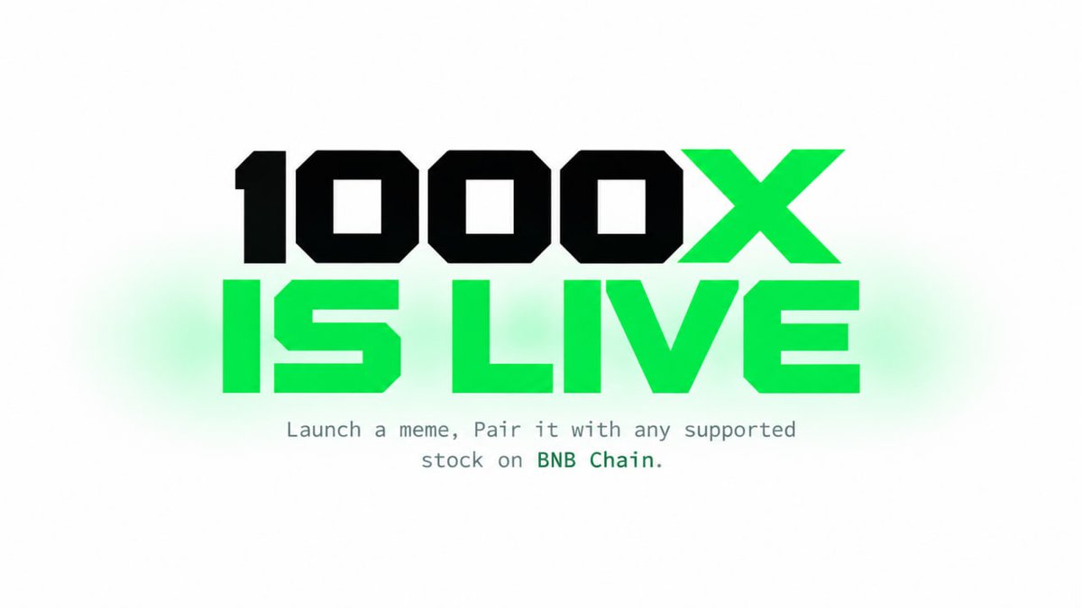 1000Xdotfamily's tweet photo. 1000X is live. 

A launchpad for memes paired with any stocks/any memes on @BNBChain. 

Create, launch and trade, all in one place.

Dapp: https://t.co/WbI8GjyG9q