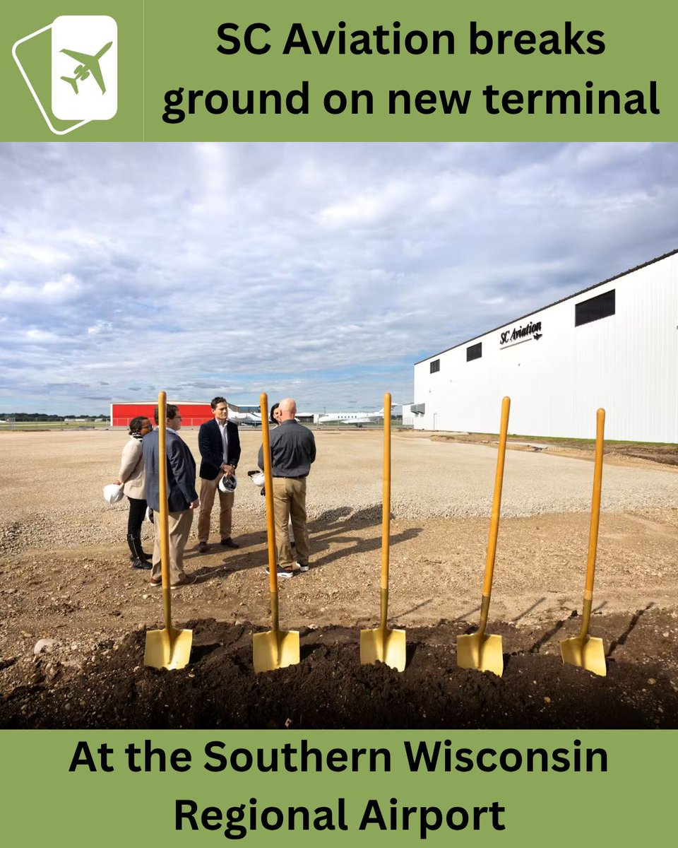 DougGollan's tweet photo. SC Aviation has broken ground on another hangar close to its HQ in Janesville, Wisconsin, with construction expected to end in March 2027. 
https://t.co/3wQMVSdEbI 

#jetcard #privatejet #jetmembership #luxurytravel #businesstravel #privatejets #privateaviation #scaviation https://t.co/EBs4MrerkM