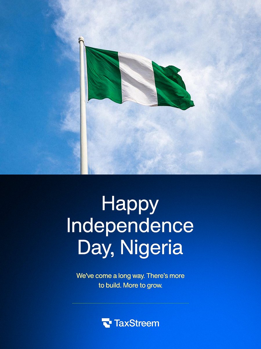 taxstreem's tweet photo. We’ve come a long way, and there is still so much more to build and grow together! 🇳🇬

As we celebrate Nigeria's Independence Day, we reaffirm our commitment to growth, progress, and building a stronger future together. https://t.co/eseWz5qzkj