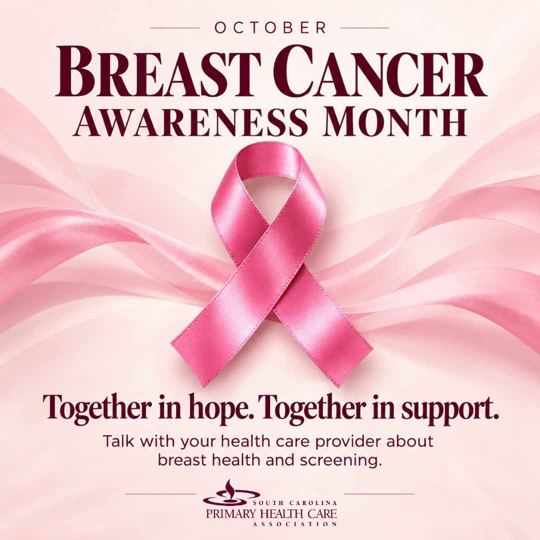 SCPHCA's tweet photo. October is #BreastCancerAwarenessMonth 🎀
Early detection through routine mammograms and clinical exams saves lives. SC’s Community Health Centers are here to help you access affordable screenings and care.
#EarlyDetection #BCAM #SCPHCA #WomensHealth https://t.co/XgZfGVAtMH