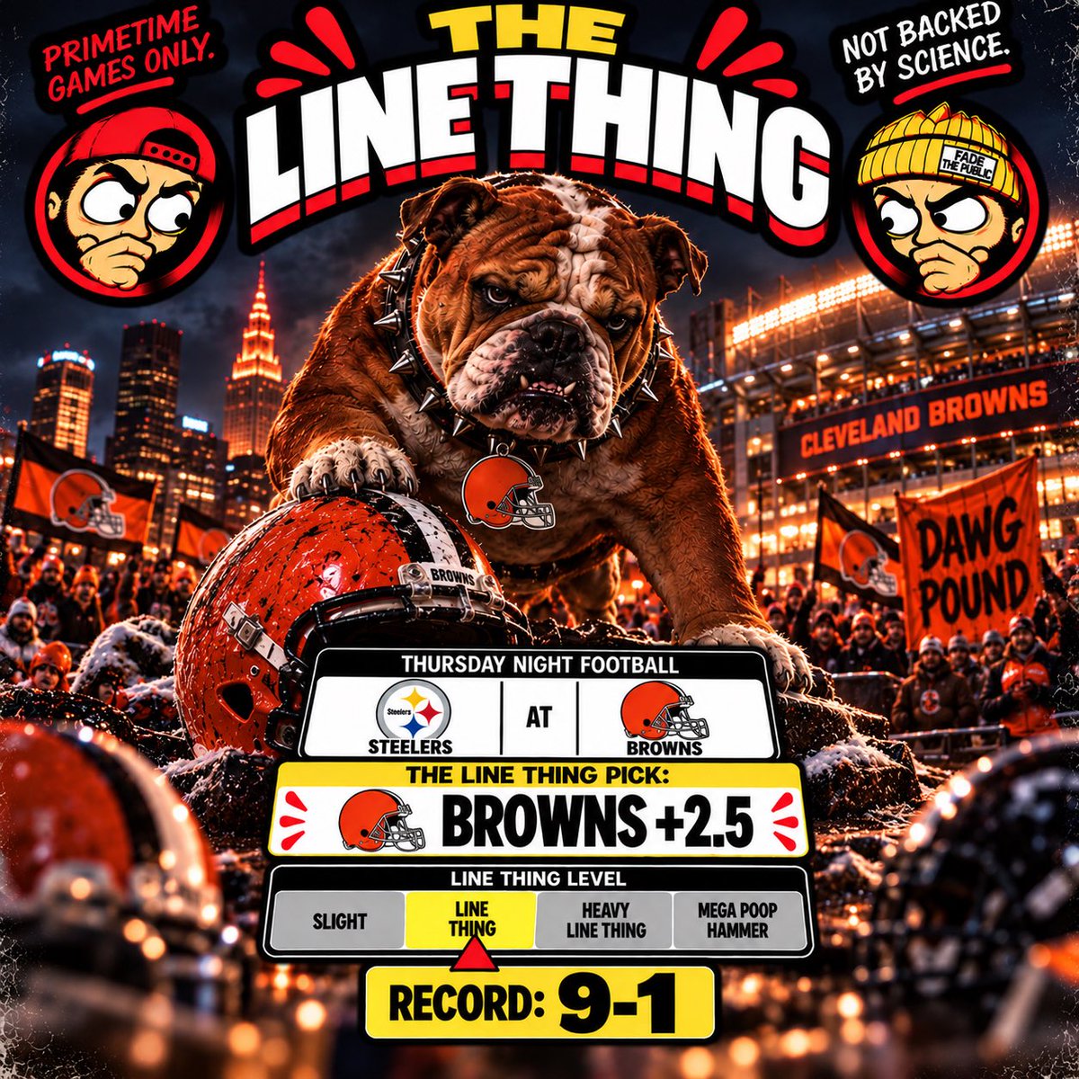 TheLineThing's tweet photo. Check our shit.  9-1 on NFL Primetime games.  Tonight it’s the Browns.  

Browns +2.5. 10-1 inbound. https://t.co/i4kGjLoCzc