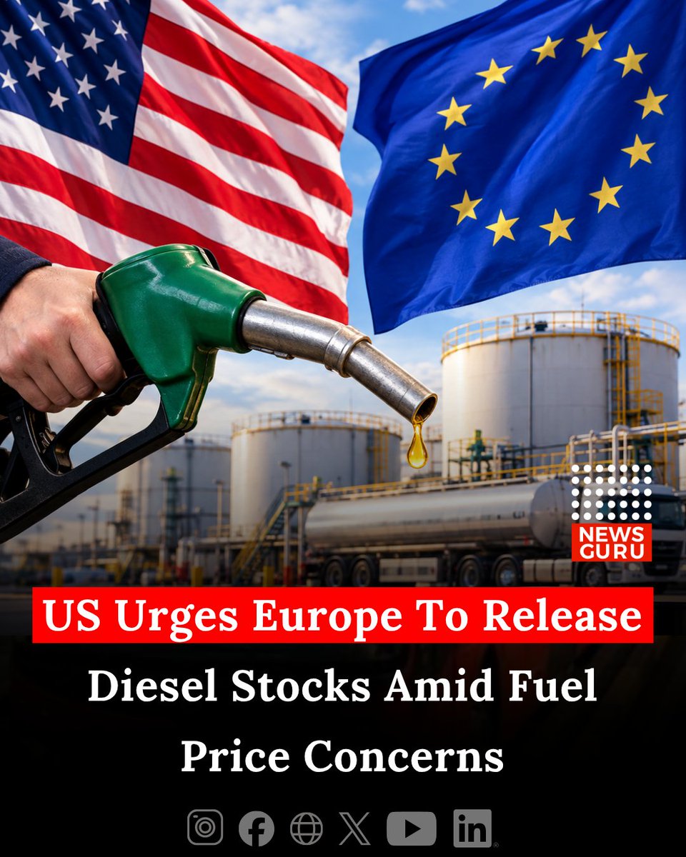 newsgurupk's tweet photo. US Urges Europe To Release Diesel Stocks Amid Fuel Price Concerns
Read more: https://t.co/JcSaQaZoai
#NewsGuru #DieselStocks #FuelPrices #USA #Europe #Germany #France #GlobalFuelCrisis https://t.co/hvzrqu4VYd