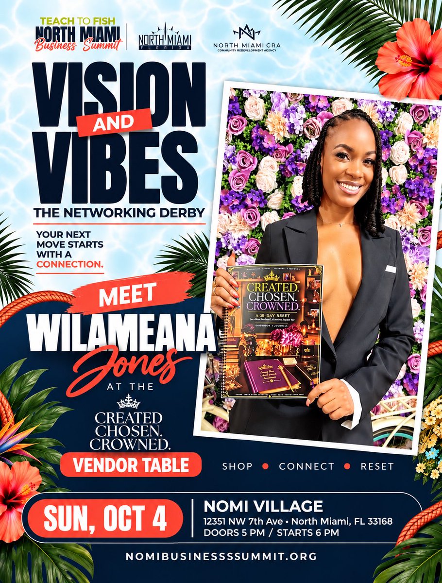 ItsEmpressRaw's tweet photo. North Miami, I’m outside! 👑

SUN 10/4: Meet me at the Created Chosen Crowned Vendor Table at Vision &amp; Vibes!
📍 NOMI Village, 12351 NW 7th Ave

TUES 10/6: Catch me speaking at the Brand Lab! 🎤
📍 Hilton Miami Aventura, 2885 NE 191st St

Shop. Connect. Reset. 💜 https://t.co/5d6yX06Lvt