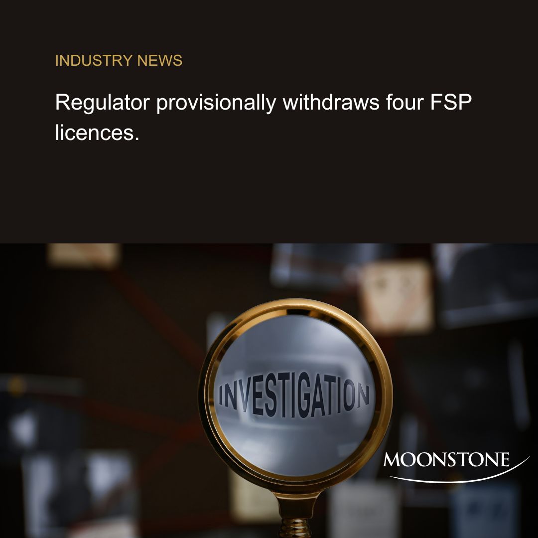 MoonstoneInfo's tweet photo. The FSCA has provisionally withdrawn four FSP licences, with three cases involving alleged client-fund misconduct and one raising governance concerns.
Read more: https://t.co/bIwxkf7Z8v
#AstrixData #EklavyaAssetManagers #FinancialSectorConductAuthority #financialservicesproviders #Finbok #FSCA #FSPs #FSPlicences #IGMFinancialServices #KiftWealth