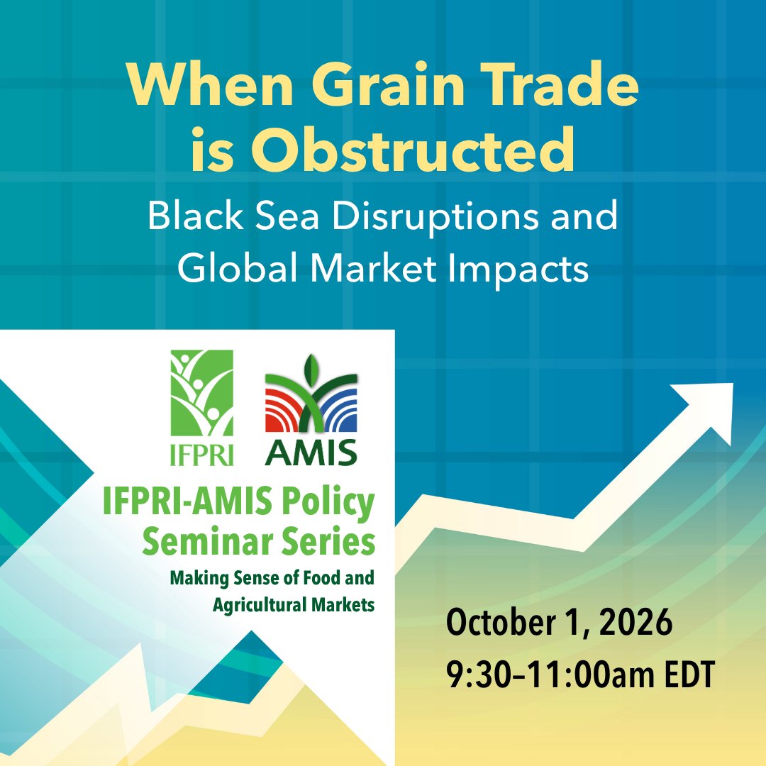 IFPRI's tweet photo. 🔔 #HappeningNow: When Grain Trade Is Obstructed: Black Sea Disruptions and Global Market Impacts🔔
💻 Watch #ifpriLIVE:
🎟️ https://t.co/lw4kRQjKxA
🤝 https://t.co/an6AD2s3pu
💼 https://t.co/zWouPd7Okr
▶️ https://t.co/CGW4GvAMjm
@IFPRI @AMISoutlook @NikGorbachov @JoeGlauber1 @IGCgrains @Gaftaworld @FAO @CGIAR