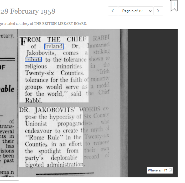 itsjohncrotty's tweet photo. The lies told about Ireland - Israeli edition

Since Ireland has voiced an opinion on Israeli actions in Gaza, certain commentators have sought to invent or inflate aspects of Irish history to diminish Ireland's voice.  

Here are the common myths, and the reality:

'Ireland has an inflated history of antisemitism'

Ireland has more arguably had the lowest levels of antisemitism in Europe since its first Jewish arrivals in the 11th century, and following partial independence in 1922.

Zero expulsions.  No pogroms. No exclusion from government/societal roles.

The Irish fought for Jewish rights in the 1800's, led by its inspirational leader Daniel O'Connell who said:
“Ireland has claims on your ancient race, as it is the only Christian country that I know of unsullied by any one act of persecution of the Jews."

Ireland enshrined Jewish right of practise in its 1937 Constitution, a unique action in an antisemitic age. 

Ireland's Chief Rabbi's repeatedly held Ireland up as an example to the world regards antisemitism - some examples below.  

(Note - of course some antisemitism existed - idiots are everywhere) (1)