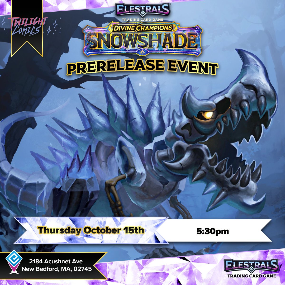 FullFrontage's tweet photo. Any TCG players in Massachusetts?!

There are going to be THREE @Elestrals Snowshade Prerelease events!! 

All prerelease events are played with the new Starter Decks so great way to start!

Anyone not in Mass, check if you have a prerelease at your LGS 👀 #PlayElestrals https://t.co/7dFhHFIsUS
