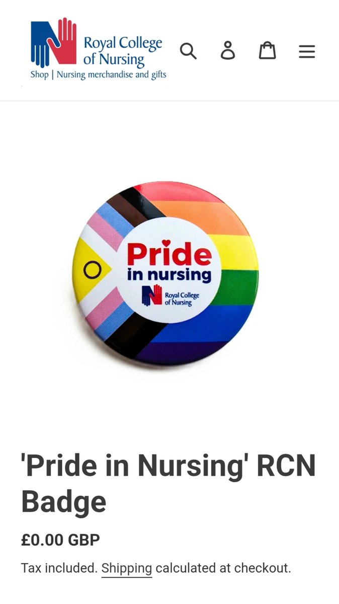 HazelTarragon's tweet photo. Patricia Marquis, Executive Director @theRCN England insists the org hasn't adopted transgender ideology. While acknowledging the "Merchandise" section of the RCN website gives away "progress pride flag" branded materials, including badges like this FREE. https://t.co/AaZwbEsdtv