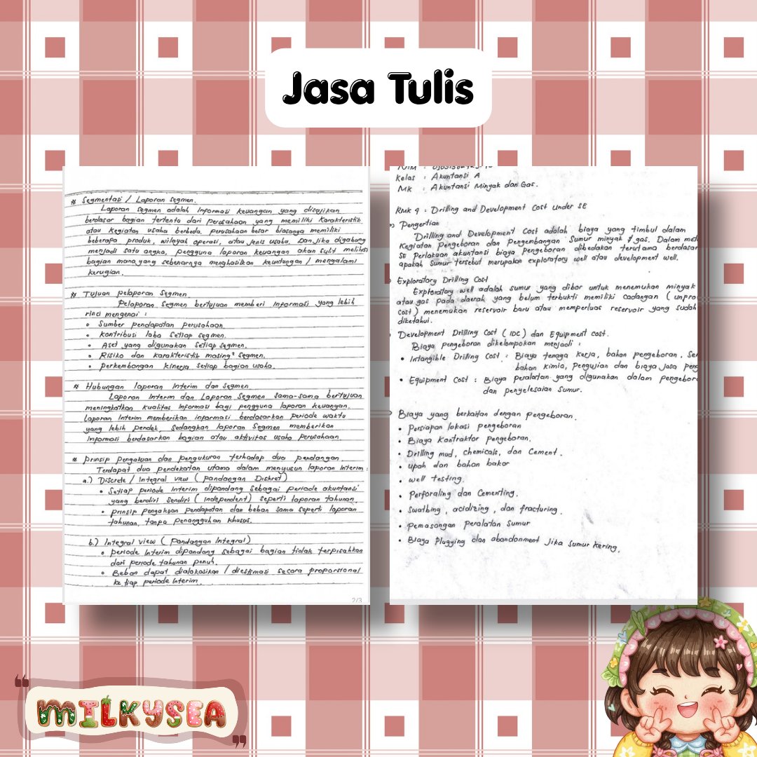 kedaisea's tweet photo. Halo kak... Open joki tugas all spess yaa 🫶 Jasa tulis, Joki makalah, Infografis, PPT, CV ATS, Parafrase Turnitin, Medeley dan lainnya. Send detail tugas lewat wa dibio yaa, Joki tugas amanah dengan ratusan testimoni dipin 🙌🍀 https://t.co/7k6ILVy20E