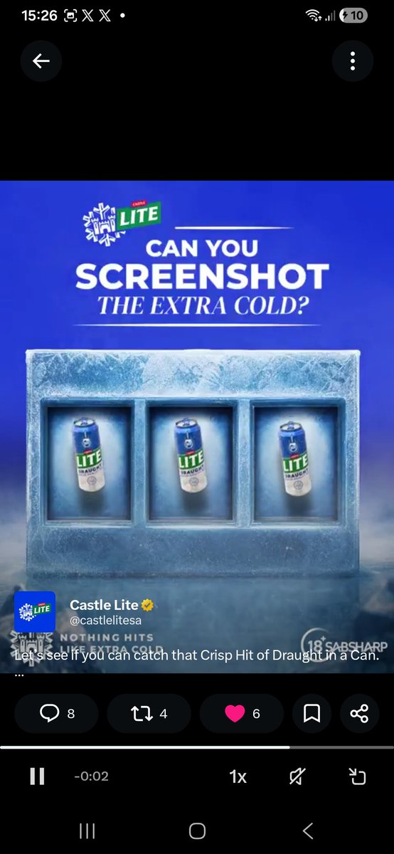 MotsiJ's tweet photo. @castlelitesa I  caught the Crisp Hit of Draught in  a Can #NothingHitsLikeExtraCold https://t.co/VyL1FdLciT