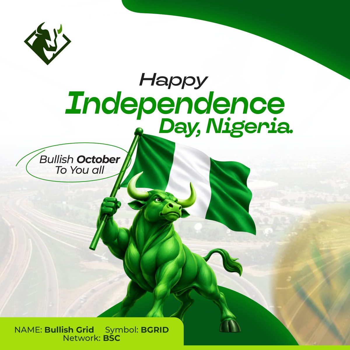 Bullishgrid's tweet photo. Happy Independence day celebration Nigeria

Welcome To a Bullish October

Warri | Omotola https://t.co/0cLXGVNDjs