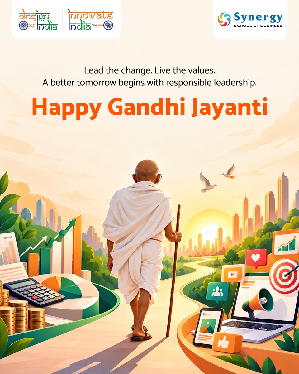 _SynergySBS's tweet photo. This Gandhi Jayanti, we reflect on the timeless leadership principles of Mahatma Gandhi.
Join us at Synergy School of Business in fostering a new generation of responsible leaders.
Happy Gandhi Jayanti!
#SynergySchoolOfBusiness #GandhiJayanti #ResponsibleLeadership https://t.co/T5kTzLFJvy