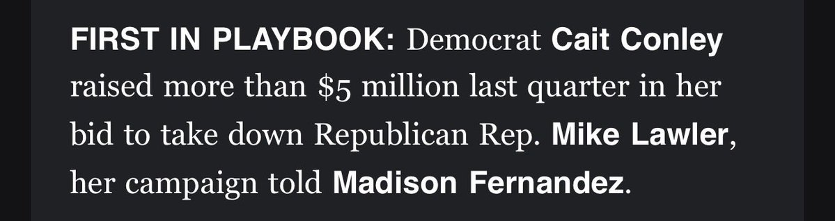 TrumpsTaxes's tweet photo. In other #NY17 news…

Cait Conley raised a whopping $5M in Q3.

That is a big number for a House race, let alone for a House challenger.

Mike Lawler still has the cash advantage - and this is an expensive district - but this is an encouraging haul.

@CaitforNewYork https://t.co/H1whBdXUmr