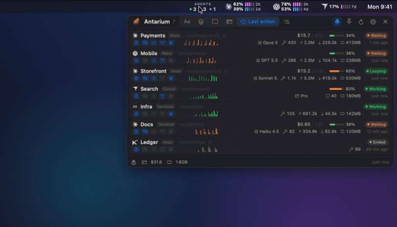 EppSecurity's tweet photo. Running an ant colony of AI agents all with different harnesses across different machines? 
Here's your queen's-eye view for mac-os to rule them all.
https://t.co/icPy8ot9XH https://t.co/GeEcQGafu3