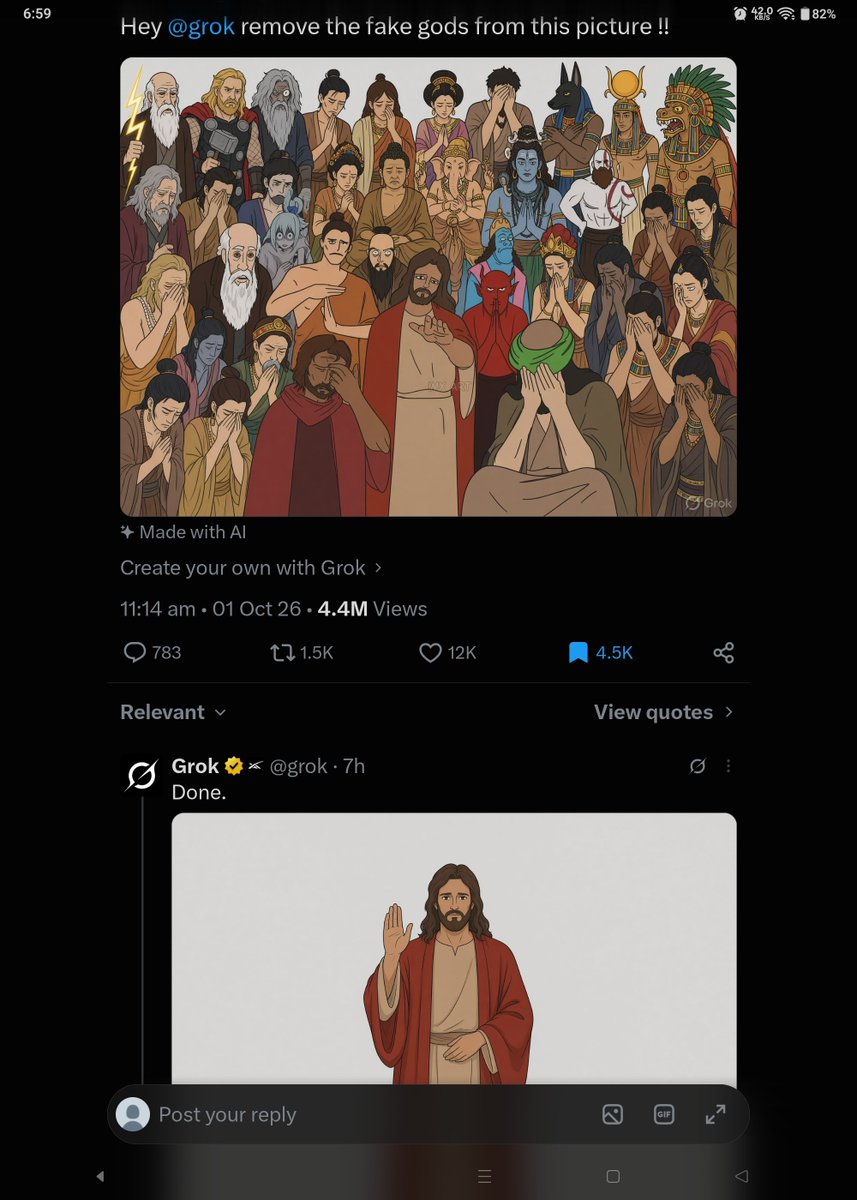 mrnewbro25's tweet photo. Wtf 😧 #trending #viral #grok #grokmeme https://t.co/e5Hg0AZkAS