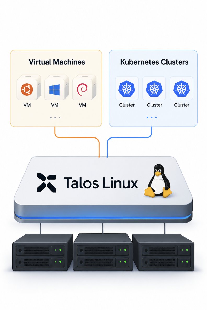 twtayaan's tweet photo. You can now replace VMware with an immutable Linux platform that runs both VMs and Kubernetes.

It’s called Talos Director, built on top of Talos Linux.

Instead of managing VMs and Kubernetes separately, you can run both on the same platform.

Existing VMware VMs and Kubernetes clusters can be moved over without reengineering the applications running on them.

And this isn’t just a small test.

One early deployment has already moved thousands of VMs and hundreds of Kubernetes clusters from VMware.

Talos Director is in limited availability now, with GA planned for January 2027.