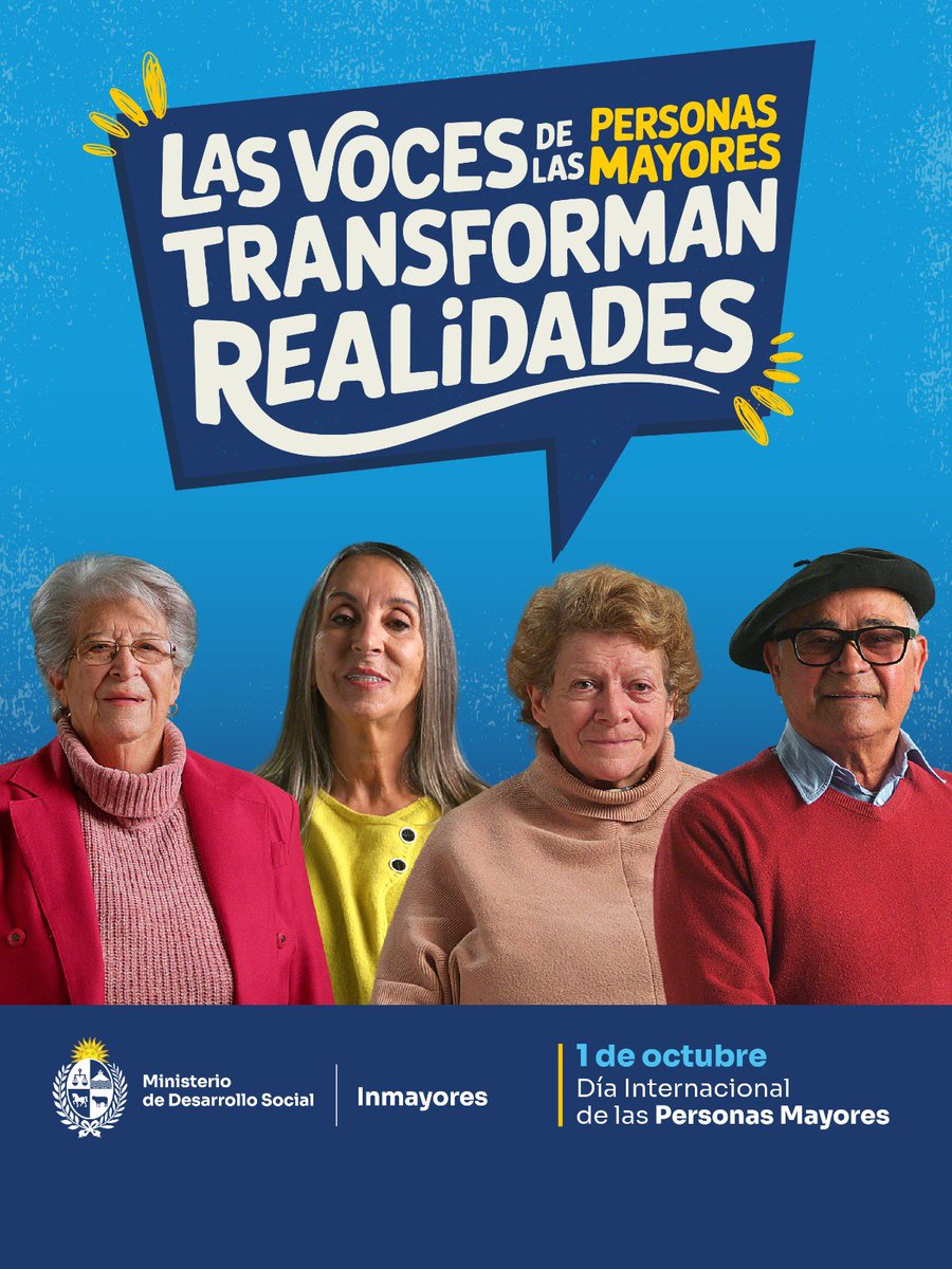 midesuy's tweet photo. 🗣️ Este 1º de octubre conmemoramos el Día Internacional de las Personas Mayores y presentamos el Tercer Plan Nacional de Envejecimiento y Vejez, construido a partir de 99 mesas de diálogo en todo el país.

🔗 Más info: https://t.co/9tgQggjDPv https://t.co/53ydnOb34C
