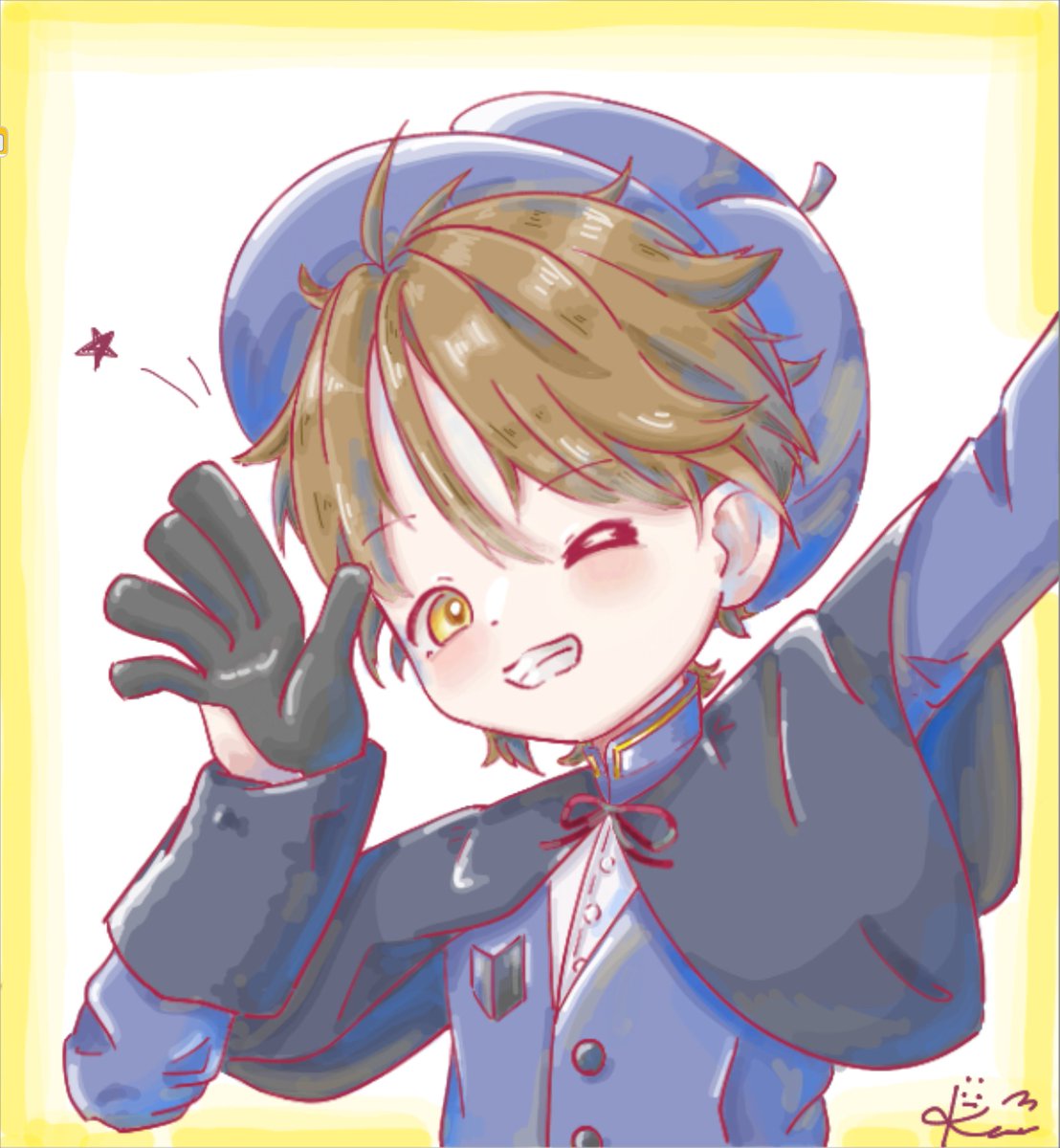 PopeReri's tweet photo. ３本のコピックさんの絵チャにて見習くん描かせていただいてます。見習くん特有の初々しさを感じていただけたらなと。
他の参加者さんたちのイラストとても素敵なのでぜひ！

素敵な企画ありがとうございました！
全参加者様に感謝感激🙏 https://t.co/bQY6ve1XlW
