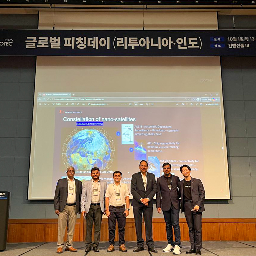 SanyarkSpace's tweet photo. Sanyark at #AEROTEC2026 🇮🇳🇰🇷

Our VP – PNT Systems &amp; Services, Dr. Mohammed Yousuf, represented Sanyark at the India Pavilion, presenting our LEO-based NAV-COM vision.

Thank you, SIA-India, for the opportunity to be part of this global space forum.

#SpaceTech #PNT https://t.co/yQQ1AEjFrX
