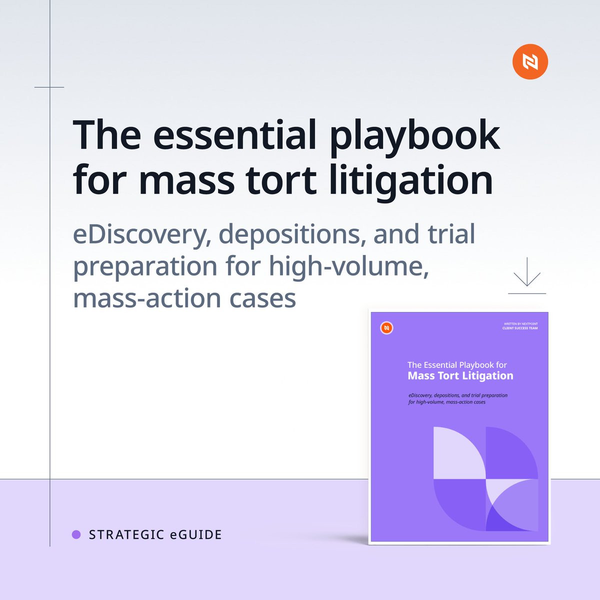 Nextpoint's tweet photo. 📘 The Essential Playbook for MDL &amp; Mass Tort Litigation

Nextpoint’s playbook covers data reuse, ediscovery strategy, deposition management at scale, and trial prep to help build infrastructure that carries from case to case.

Get the guide → 
https://t.co/KR1lNGsyt2

#masstort https://t.co/j27Ch7NZkx