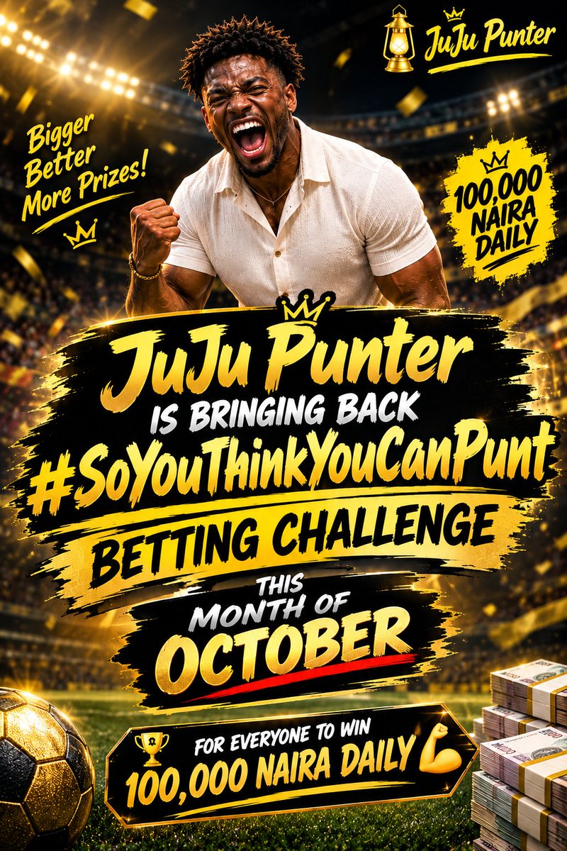 jujupunter's tweet photo. Don't forget!

#SoYouThinkYouCanPunt betting competition is coming back soon when league football resumes

Opportunity to win 100,000 naira GIVEAWAY daily brooooo

Make sure u follow us and turn on Notifications too 🔔 

Joun Telegram too 👉 https://t.co/EAwOja7nS1 https://t.co/CwdRGHnFJA