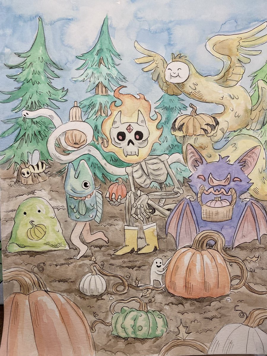 phoenix_wilke's tweet photo. Pumpkin season! 

#watercolor #ink #illustration‌‌ #ocart #fall https://t.co/A02ezzD9Jv