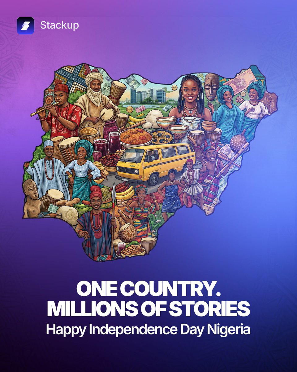 Getstackup_ng's tweet photo. From the way we speak to the way we celebrate, create, hustle, connect and show up for one another — there’s something uniquely Nigerian about us.

Today, we celebrate Nigeria.
Tomorrow, we keep writing the story.

Here’s to a new month filled with new moments, new memories and https://t.co/Yk7J1fAxPS