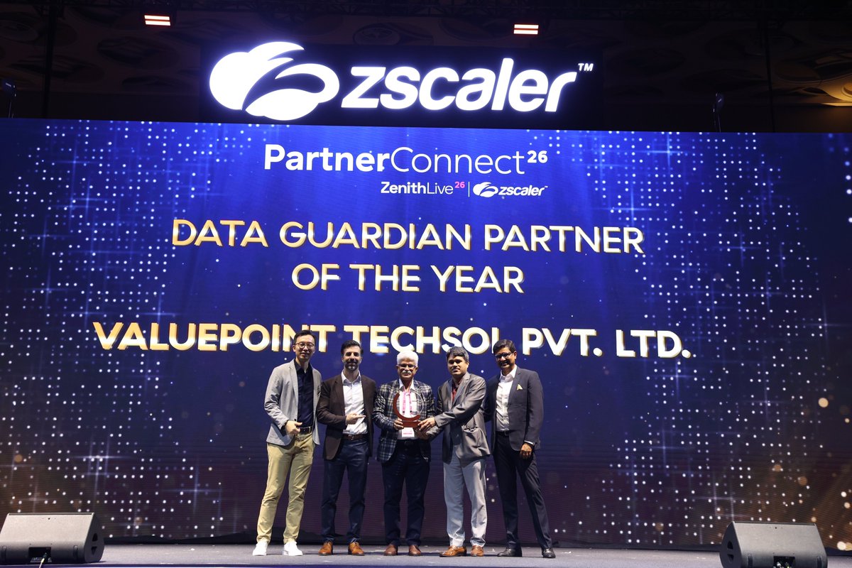 valuepointsys's tweet photo. @valuepointsys proud to be recognized as the Zscaler India Data Guardian Partner of the Year at @zscaler  PartnerConnect ’26 APJ Partner Awards.

A proud milestone reflecting our commitment to Data Protection, Zero Trust &amp; Customer Success.

#ZeroTrust #Zscaler #PartnerConnect26 https://t.co/UHsrjvTZ7h