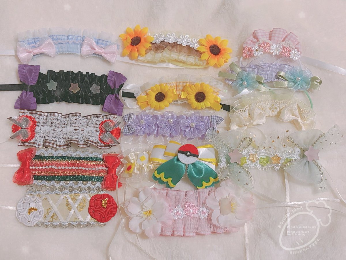 oyasai_pkmn's tweet photo. 今までみゅみゅたんに作ってきたヘッドドレス達🎶🎀
おでかけする場所や季節に合わせて色々作ってきたよ～💖
これからもおめかししてたくさんおでかけしようね🎶

#みゅみゅたんおめかし https://t.co/3kRywWDtW0