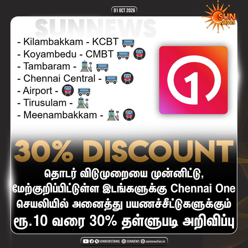 sunnewstamil's tweet photo. #JustNow | அன்பார்ந்த பயணிகளே...
#SunNews | #ChennaiOne | #Tickets https://t.co/Tx8WR9j6eF