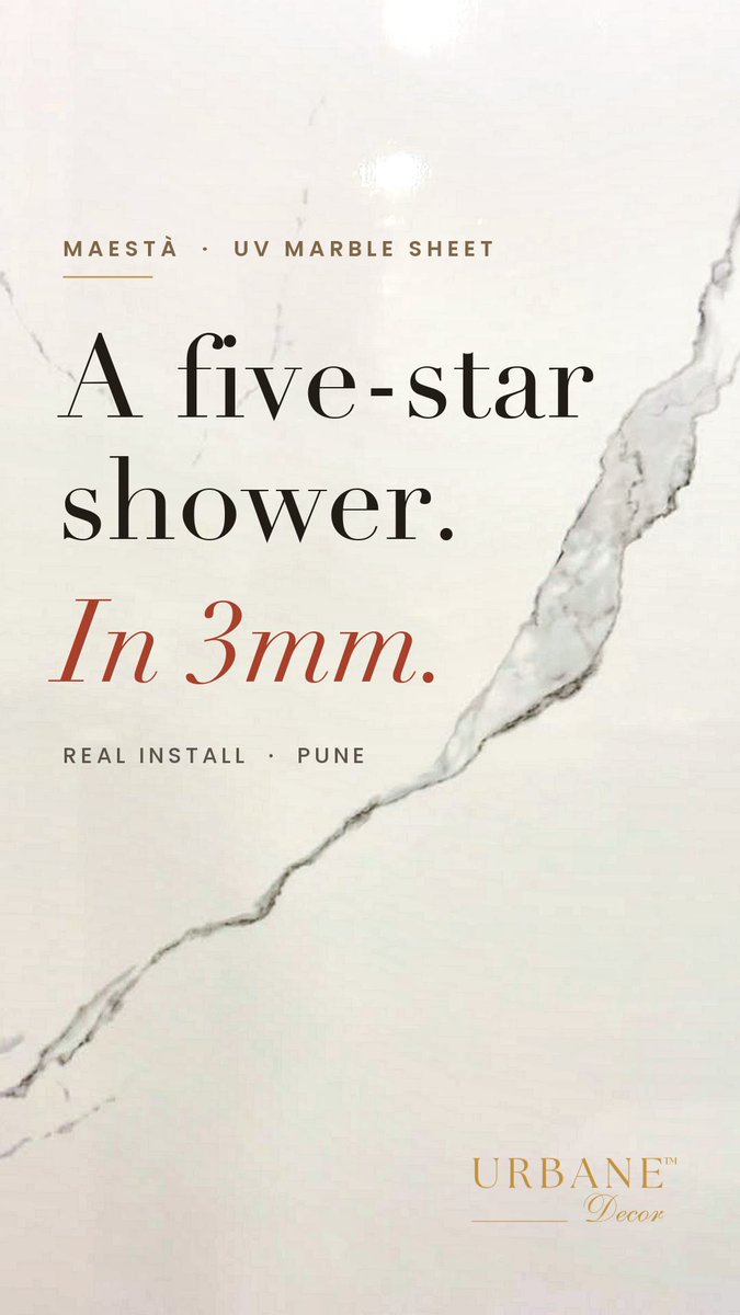 UrbaneDecor24's tweet photo. A five-star hotel shower in Pune. Not stone. 3mm MAESTA UV marble sheets, waterproof and fixed with adhesive.

38 marble looks · Rs 9,999 per sheet
https://t.co/ksc8rhoDsn https://t.co/VMgArTD2QP