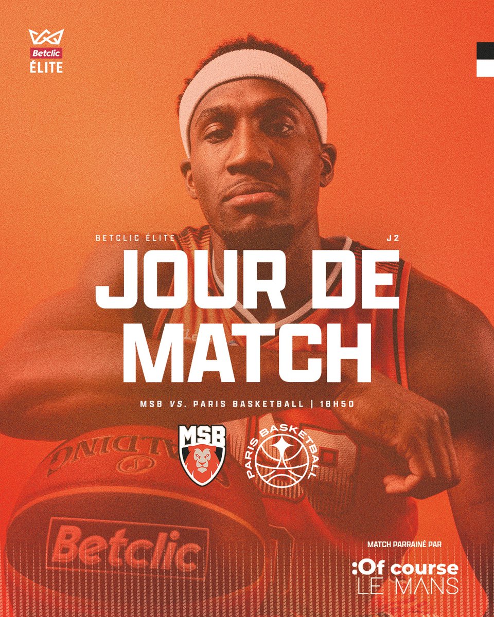 MSB_Officiel's tweet photo. Jour de 𝒎𝒂𝒕𝒄𝒉 ⚡️

🆚 @ParisBasketball 
🗓️ J2 @Betclic_ELITE 
⌚️ 18h50
📺 @DAZN_FR https://t.co/FQZ8vQoaGq