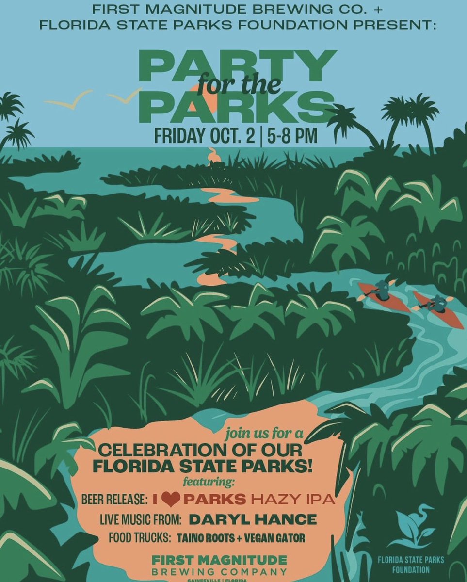 DarylHance's tweet photo. Will be doing this Party For The Parks event at First Magnitude Brewing in Gainesville, Florida Celebrating Florida State Parks this Friday October 2nd. Will be playing 5pm til 8pm-ish #darylhance #firstmagnitudebrewery #partyfortheparks #floridastateparks #gainesville @fmbrewing https://t.co/VHWcTN8BMv
