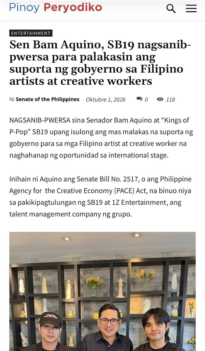 jorgesnic's tweet photo. SB19’s Pablo and Josh with Senator Bam Aquino during their meeting last May, where Josh and Pablo presented their proposed bill and shared the struggles artists and creatives face today.

Read the article here: https://t.co/8d1ZEjPJpW https://t.co/YvNcass42E