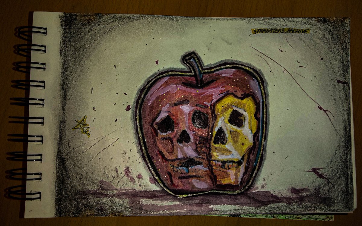 stareatarchive's tweet photo. ARCHIVE 001— SWEET DECAY 
an apple a day keeps the reaper away... well, maybe not this one.
@inktober #inktober2026 #smallartist #darkart #goth #noai https://t.co/k1IeCm2yvm