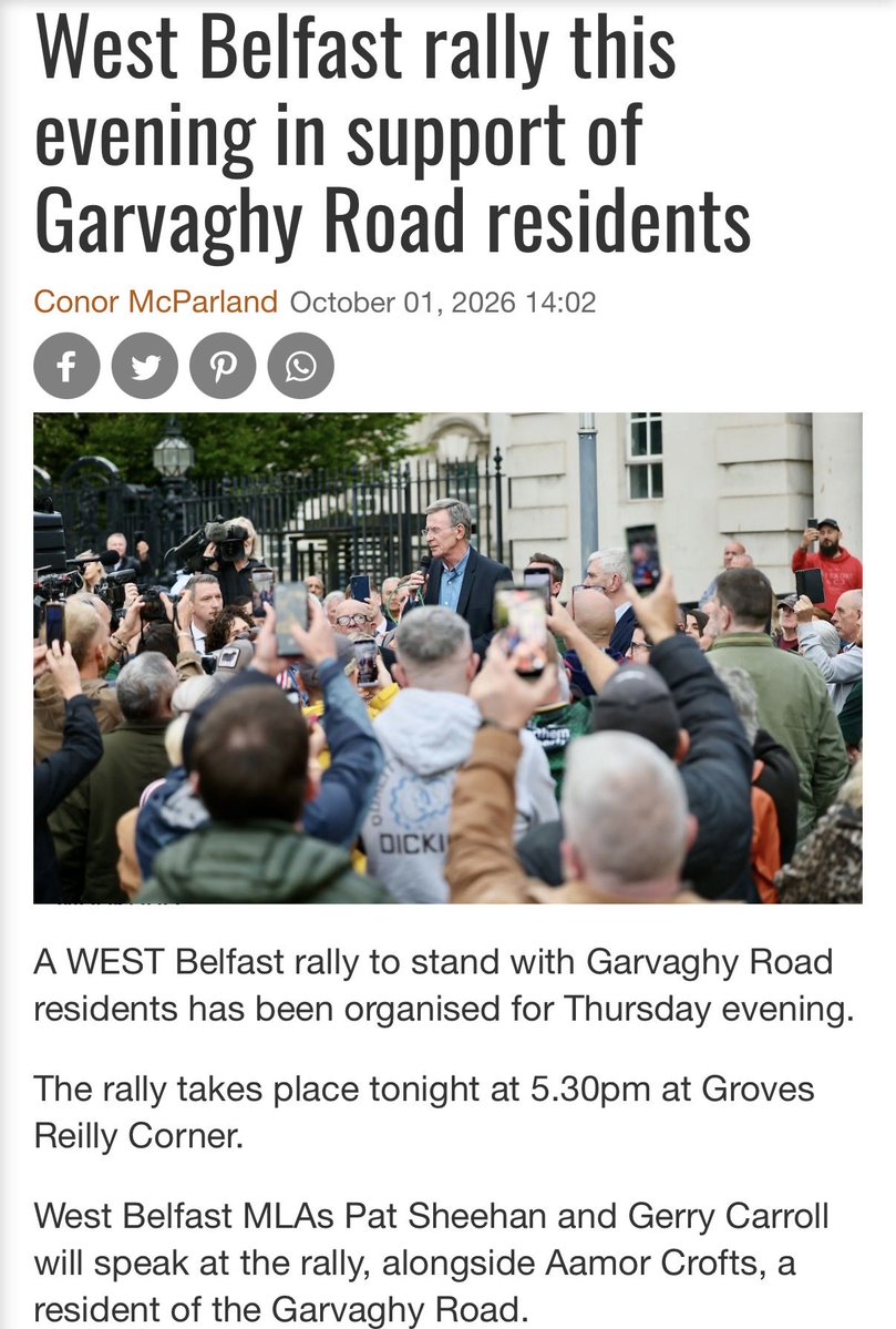 DiscipleElland's tweet photo. The Rally in West Belfast at 5.30 this evening will be addressed by 
🔘Gerry Carroll MLA - People Before Profit
🔘Pat Sheehan MLA - Sinn Fein
🔘 Aamor Crofts - Resident of Garvaghy Road.

PLEASE SHOW YOUR SUPPORT ✊ https://t.co/9cm8NTPjGm