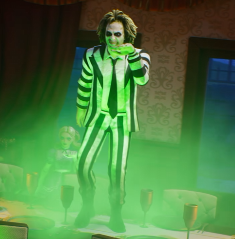 SonicpoX's tweet photo. I'm probably way more excited than I should be for BEETLEJUICE coming to fortnite! 💚💚💚 https://t.co/gQDnlnWZi6
