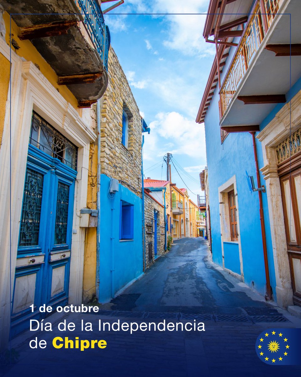 UEenUruguay's tweet photo. Isla ubicada en el Mediterráneo oriental, #Chipre celebra hoy su Día de la Independencia. 

Miembro de la Unión Europea desde 2004, comparte con el bloque sus valores de democracia, diversidad cultural y cooperación. 🇨🇾 https://t.co/T8v4kVk3CO