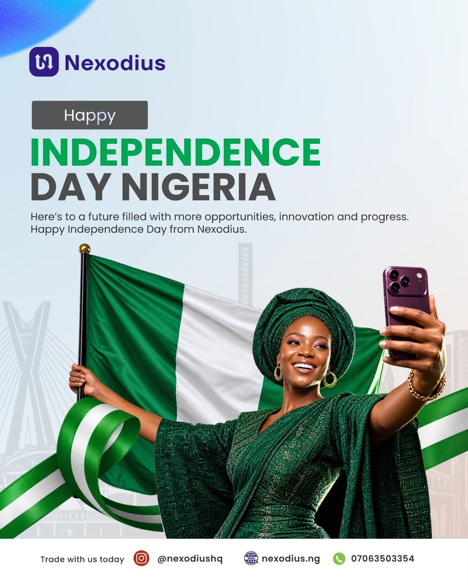 nexodiusapp's tweet photo. Still building. Still pushing. Still finding our way.🇳🇬
Here’s to the people who make things happen every day, in big ways and small.

Happy Independence Day from all of us at Nexodius 🇳🇬

#nexodius #happyindependencedaynigeria #nigeria https://t.co/mg2UxwjHST
