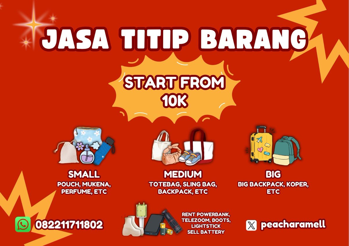 peacharamell's tweet photo. [Help RT]

OPEN JASA TITIP BARANG KONSER NCT 127 THE REDLINE

📅 3 Oktober 2026
📍 Indonesia Arena
💵 Start From 10K

✅ Rent Telezoom, Powerbank, Boots, Lightstick
✅ Sell Battery Lightstick

More info DM (mt after dm) <3

# wtr want to rent jastip barang venue jakarta jkt https://t.co/zHFyiuqjUh