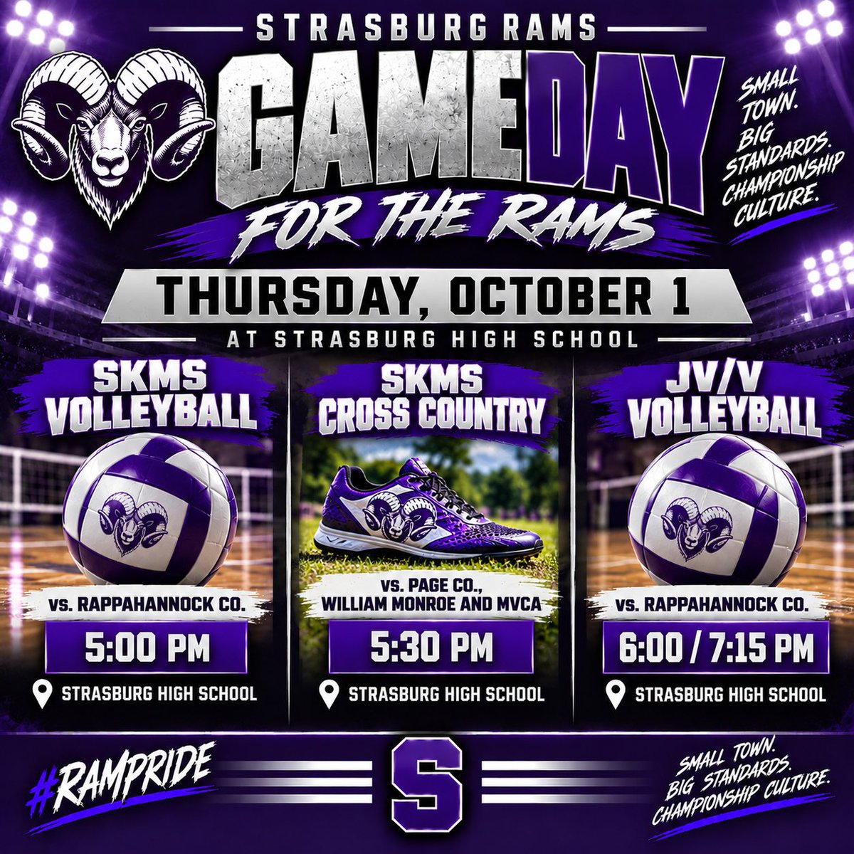 SHSRamathletics's tweet photo. Good luck to our volleyball teams and SKMS Cross Country all in action tonight at HOME! #rampride https://t.co/MM3C16cMe8
