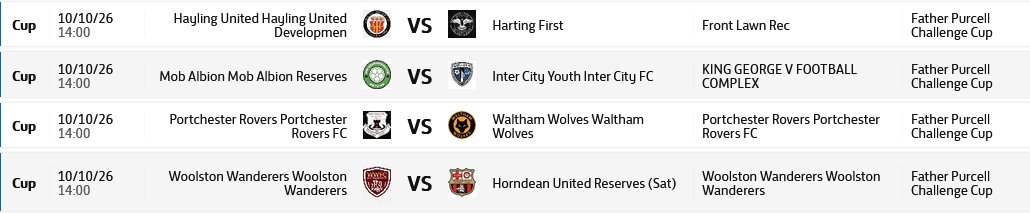 MidSolent's tweet photo. 📅 Saturday 17th October
🏆 Father Purcell Cup Fixtures

Coming tomorrow

@Pompey_Football @ParksFooty https://t.co/TEa2J8X39O