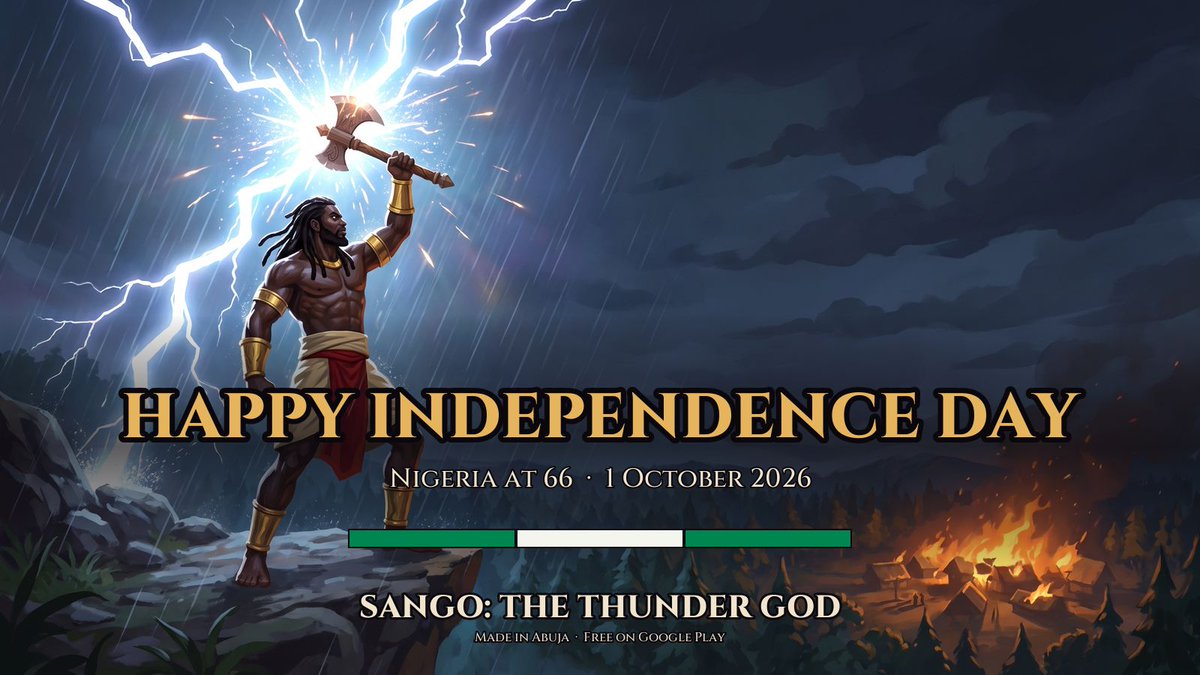 xidengames's tweet photo. Happy Independence Day, Nigeria. 66 years today. 🇳🇬

Sango: The Thunder God from a story that is ours. Free on Google Play and Windows.

https://t.co/yYOOsUVD4t

https://t.co/AQme4bXZTM 

#NigeriaAt66 #IndependenceDay #MadeInNigeria #NigerianGames #SangoTheThunderGod https://t.co/2MtOfgrhCH